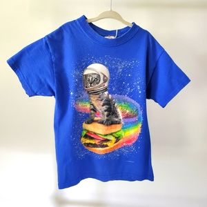 Kids tshirt, cat, astronaut, hamburger, rainbow, milky way